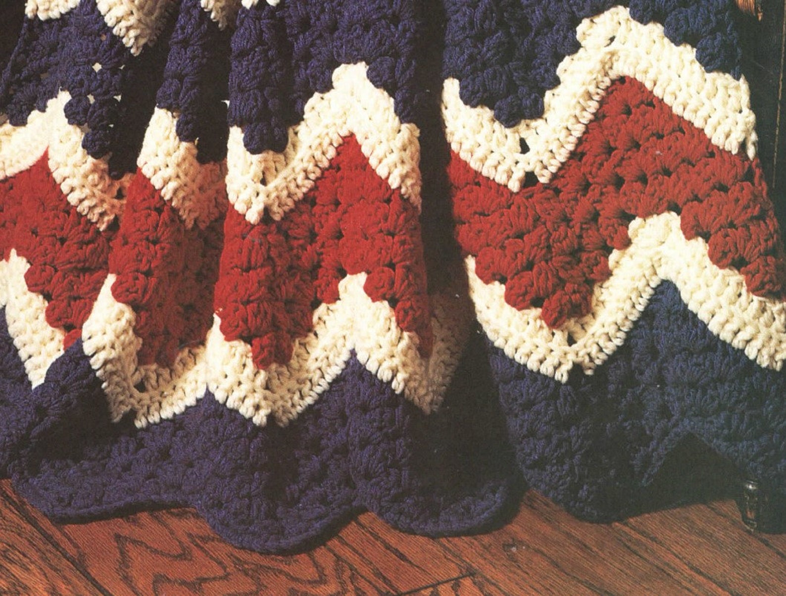 Vintage Crochet Pattern Red White Blue Ripple Afghan PDF Instant ...