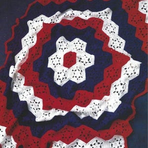 Vintage Crochet Pattern American Star Afghan 4th of July Holiday Decor Hand Crocheted PDF Instant Digital Download  Red White Blue