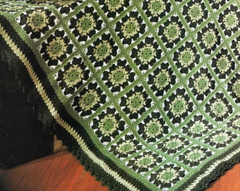 Vintage, motif au crochet, Wintergreen Afghan, PDF afghan, téléchargement numérique instantané, décoration d'intérieur, jetée, couverture à emporter