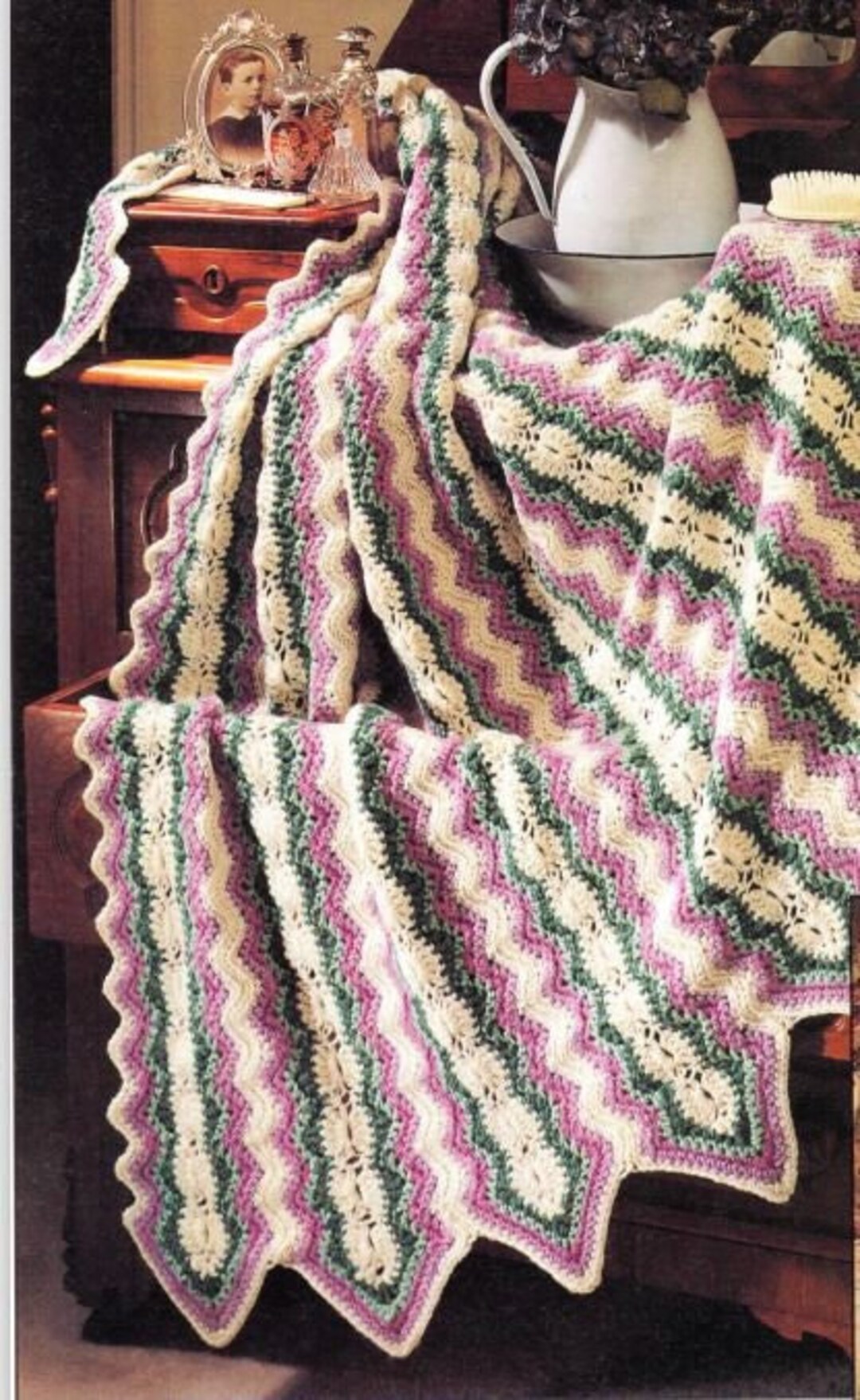 Vintage Crochet Mile-a-minute Pattern Formal Garden Afghan PDF Instant ...