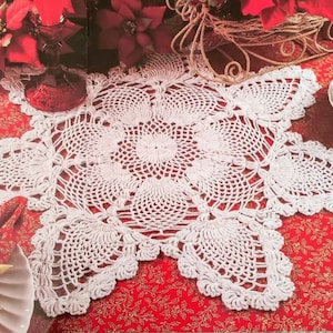 Vintage Crochet Lacey Pattern Pineapple Star Doily Large Table Mat Centerpiece Home Decor Lacey 21&quot; Doily PDF Instant Digital Download