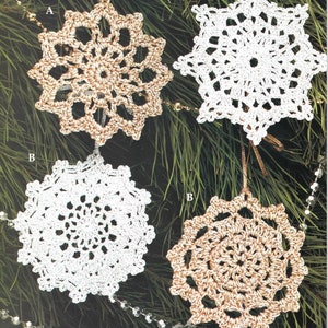 Vintage Crochet Pattern 8 Snowflakes Ornaments Christmas Tree PDF Instant Digital Download Holiday Christmas Decor Hand Crocheted