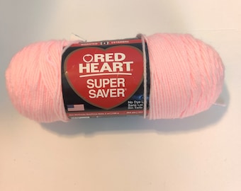 Red Heart Super Saver Acrylic Yarn 1 Skein Baby Pink 7 oz 364 Yards Worsted Weight 4 Ply Yarn