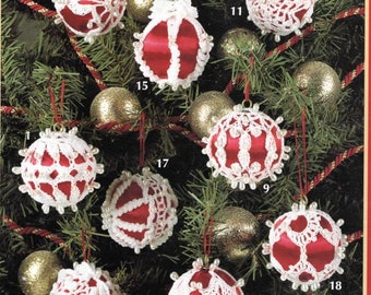 Patrones de folletos navideños vintage Adornos de perlas colgantes 18 diseños y estilos para tejer a crochet PDF Descarga digital instantánea Encaje victoriano