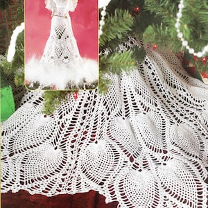 Modello all&#39;uncinetto vintage per gonna e puntale per albero di Natale con ananas PDF Download digitale immediato Gonna natalizia per la casa