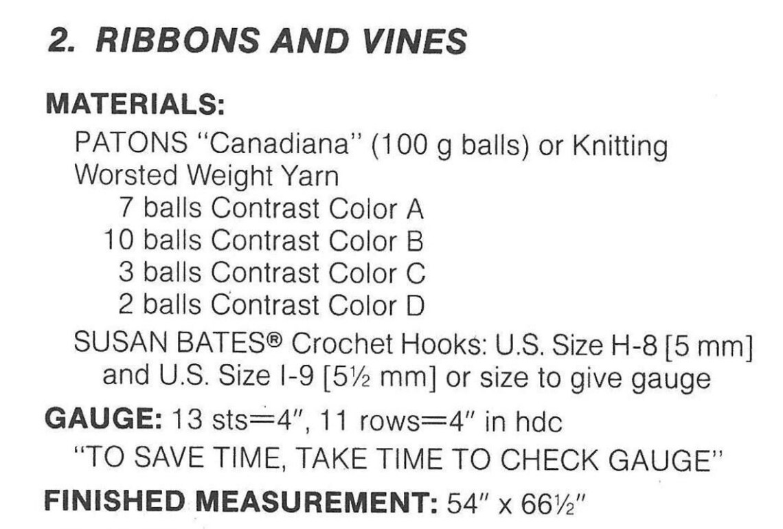 Free Crochet Ribbon Patterns.pdf Vintage Crochet Pattern Ribbons and Vines Afghan Home Decor Hand ...