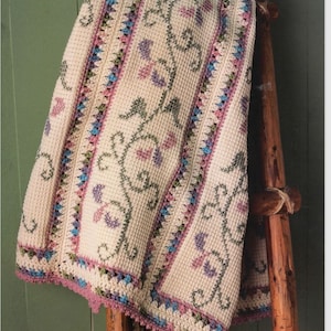 Vintage Crochet Pattern Floral Water Lily Afghan PDF Instant Digital Download Crochet Afghan Throw Blanket Home Deco Housewarming Gift