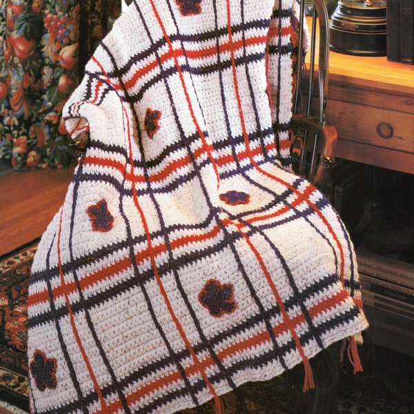 Vintage Crochet Pattern Country Plaid Afghan PDF Instant Digital Download Home Decor Plaid Crochet Blanket Afghan Digital Pattern