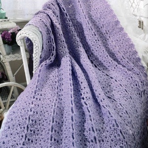 Vintage Crochet Mile-a-Minute Pattern Lovely in Lavender Afghan for PDF Instant Digital Download Blanket Home Decor Crochet Pattern