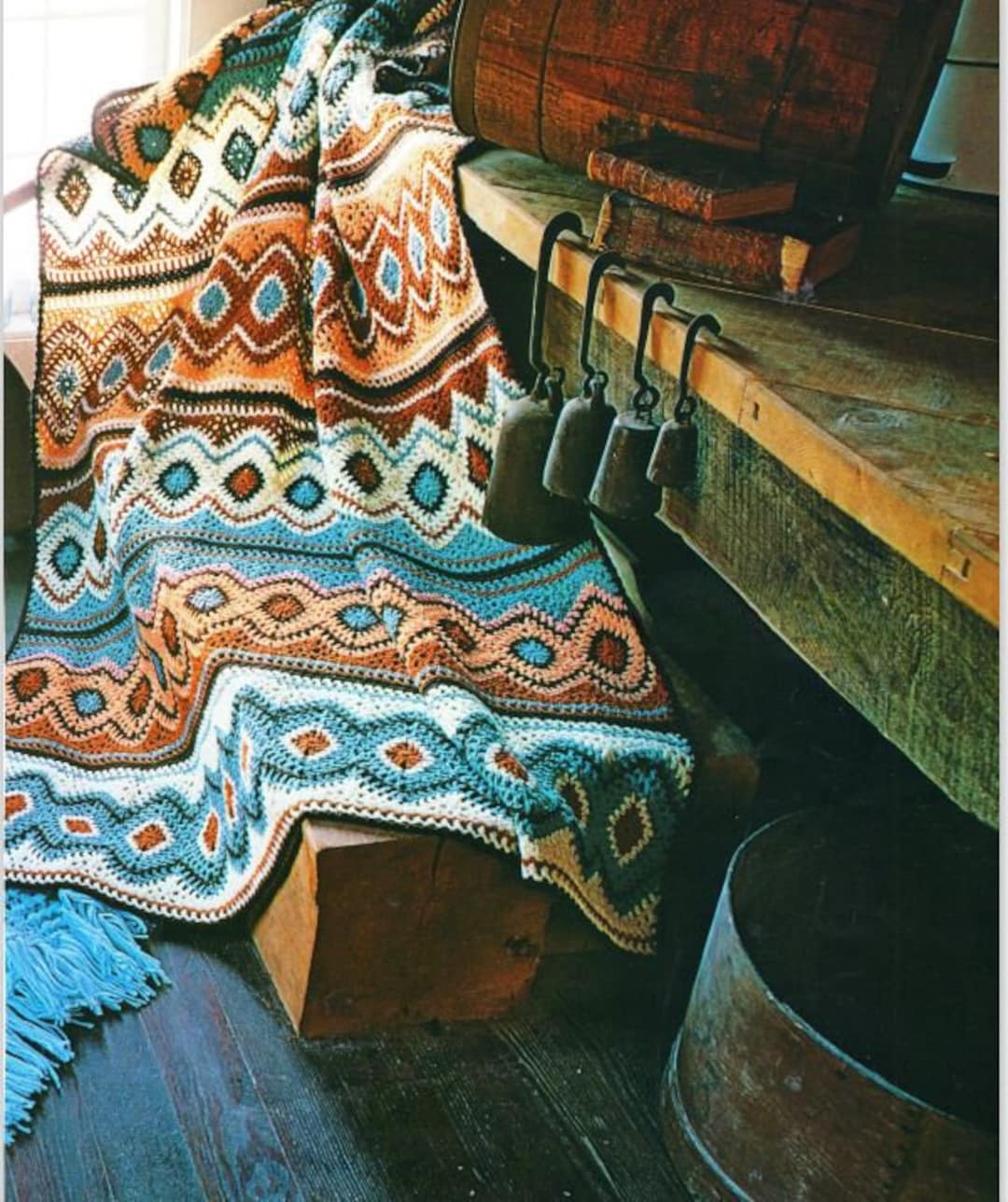 Vintage Crochet Pattern Navajo Blanket Native American Decor PDF