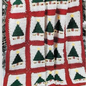 Vintage Crochet Pattern Christmas Trees Afghan PDF Instant Digital Download Holiday Throw Blanket Vintage Home Decor Handmade Christmas Gift