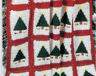 Vintage Crochet Pattern Christmas Trees Afghan PDF Instant Digital Download Holiday Throw Blanket Vintage Home Decor Handmade Christmas Gift