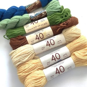 Lot of 7 Vintage Needlepoint and Tapestry Yarn in 40 yard Skeins 100% Wool