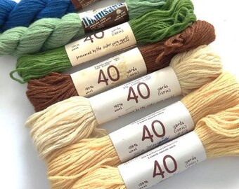 Lot of 7 Vintage Needlepoint and Tapestry Yarn in 40 yard Skeins 100% Wool