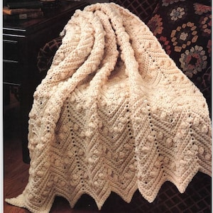 Vintage Crochet Pattern Precious Pearls Afghan PDF Instant Digital Download Home Decor Throw Blanket  Shabby Chic  Popcorn Stitch Pearls
