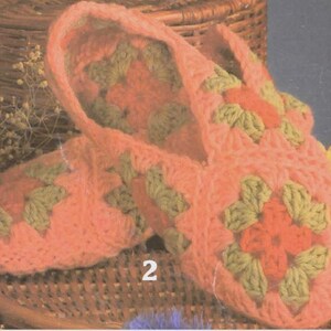 Vintage Crochet Pattern Granny Square Slippers for Adults - house shoes - bed shoes - PDF Instant Digital Download Handmade gift