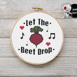 Let the Beet Drop Food Funny Modern Counted Cross Stitch Pattern PDF Instant Download