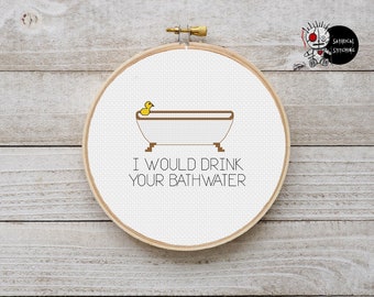 Valentines Antivalentines Saltburn Bathwater Funny Modern Counted Cross Stitch Pattern PDF Instant Download