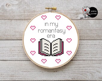 In My Romantasy Era Book Lover Fantasy Reader Cross Stitch Pattern PDF