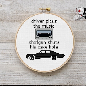 Hunter Driver Picks The Music Quote Modern Cross Stitch Pattern PDF INSTANT DOWNLOAD