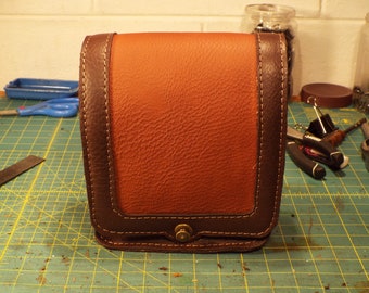 Handmade to Order, Two Tone Leather Belt Pouch Bag, Smart Phone Pocket, Key strap, EDC, Adventure, mens, Larp Steampunk SCA Hiking