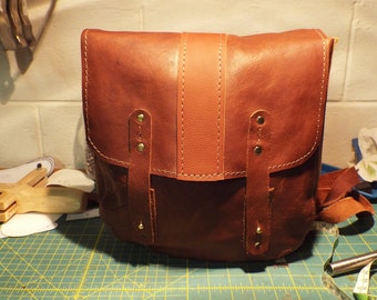 Two Tone Leather US Mail Style Messenger Bag with Tablet Sleeve!