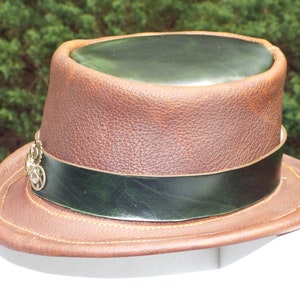 Large Men's Leather Handmade Steam Punk Top Hat Geared Hat Band image 3