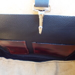 Handmade Leather Red and Black US Mail Style Messenger Bag, Laptop Bag Every Day Carry image 9