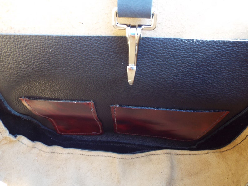 Handmade Leather Red and Black US Mail Style Messenger Bag, Laptop Bag Every Day Carry image 9