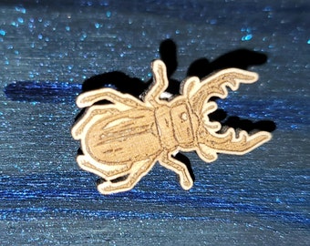 Stag Beetle Pin - Birchwood, 1 inch, Handmade