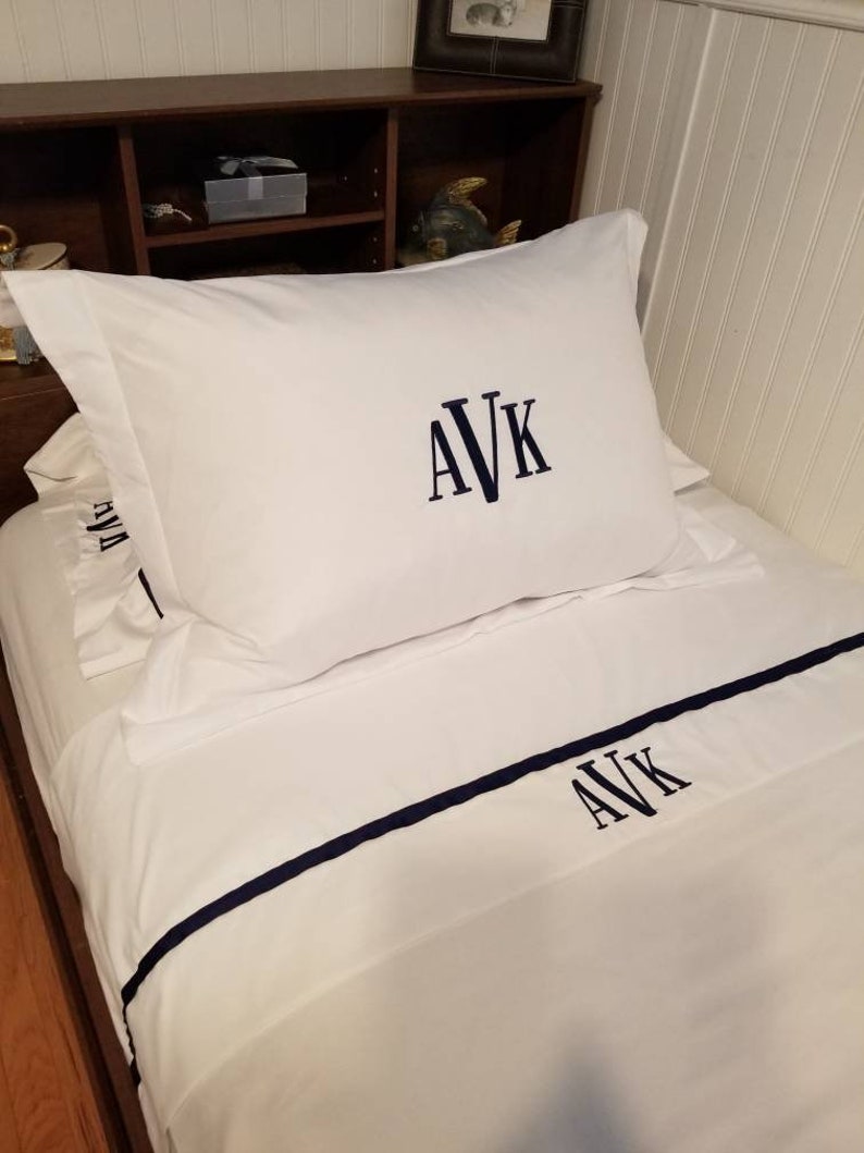 Monogrammed King Pillow Sham Pillowcases Embroidered Standard Etsy