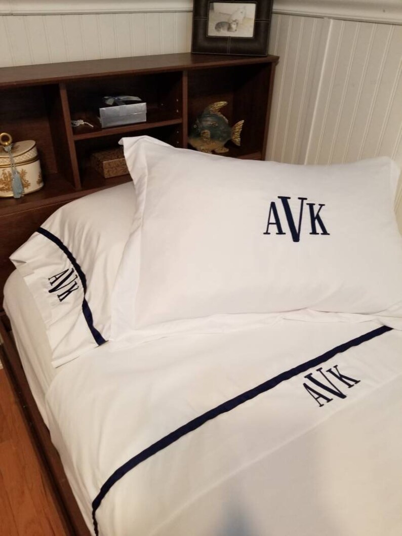Monogrammed King Pillow Sham Pillowcases Embroidered Standard Etsy