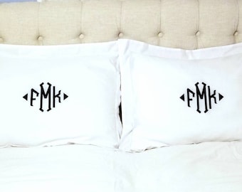 Fundas de almohada con monograma, fundas de almohada bordadas, envío gratis estándar