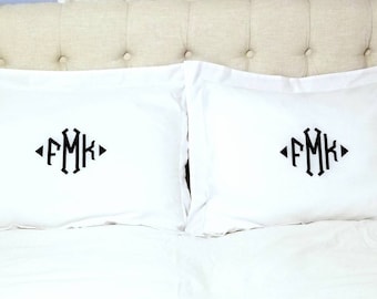 Monogrammed Pillow Shams Pillowcases Embroidered Standard free Shipping