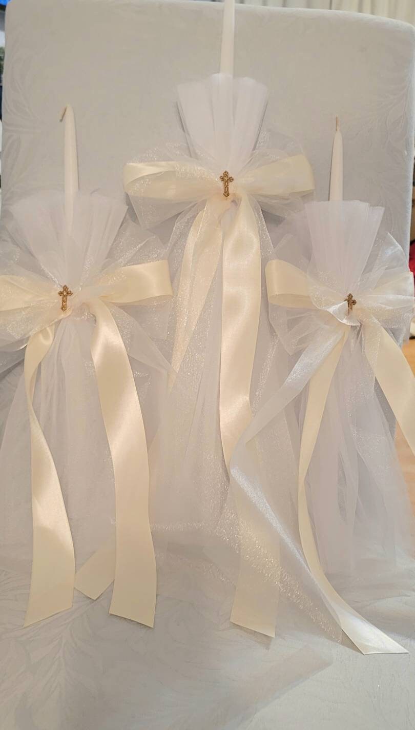Greek Orthodox Baptism Wedding Candles Lambada Christening Silver & White agrohort.ipb.ac.id