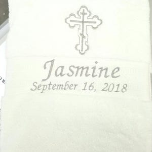 Personalized Baptism Towel for Greek Orthodox Baptism, Bath Towel, Embroidered