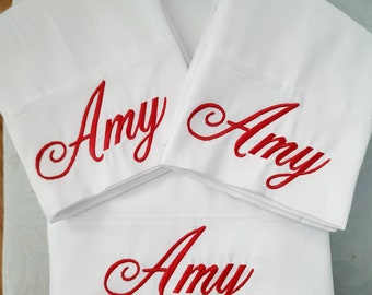 Personalized Sheet Set Custom Embroidery Bedding Queen Twin Full King White Sheets