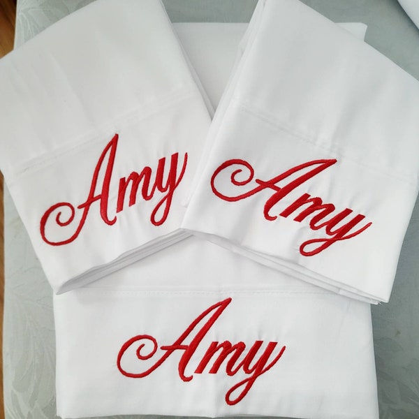 Personalized Sheet Set Custom Embroidery Bedding Queen Twin Full King White Sheets