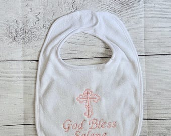 Baby Bib for Baptism With Name and Orthodox Cross