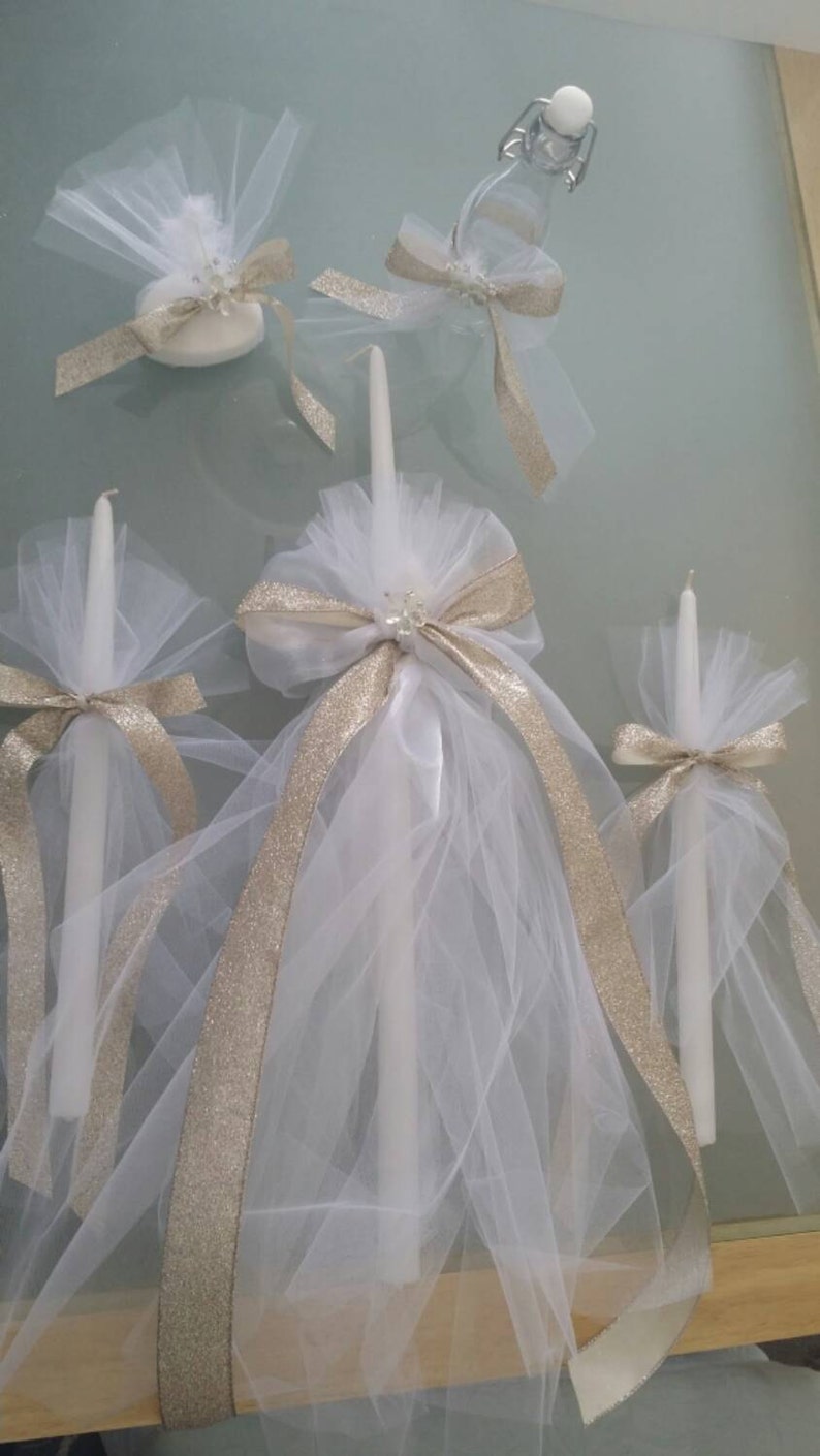 Greek Orthodox Baptism Candle Lambada Girl Christening Gold Etsy