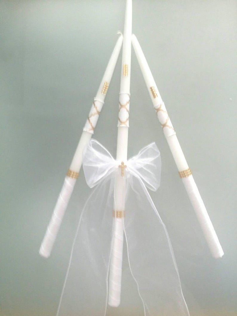 Greek Orthodox Baptism Candles Lambada Christening Gold & Etsy