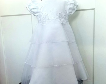 Baby Girl Baptism Dress, White Girls Christening Gown, Flower Girl Dress, Birthday Party Dress