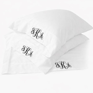 Personalized Monogram Pillowcases & Sheet Set | Custom Embroidered Bedding | Classic, Interlocking, Stacked or Diamond Monogram