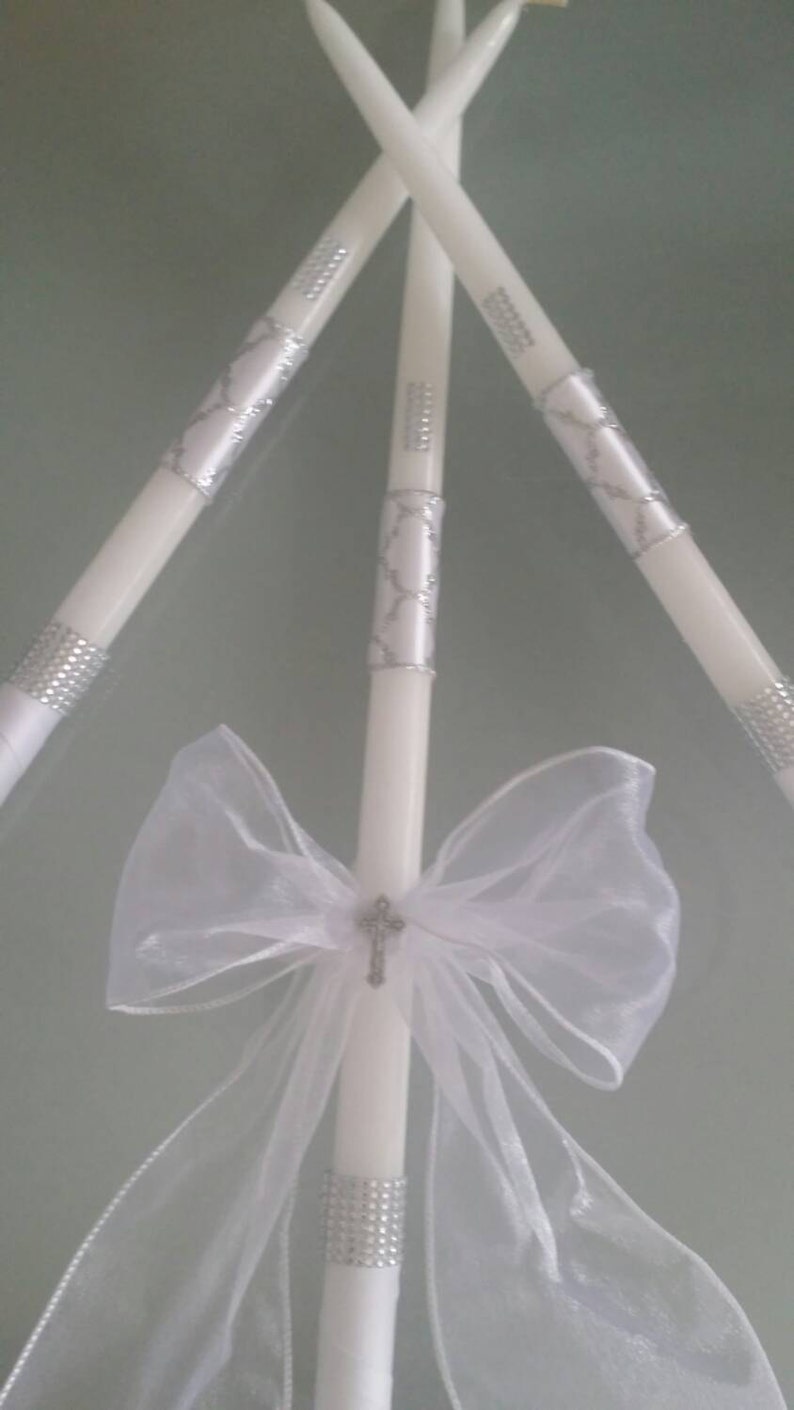Greek Orthodox Baptism Wedding Candles Lambada Christening Etsy
