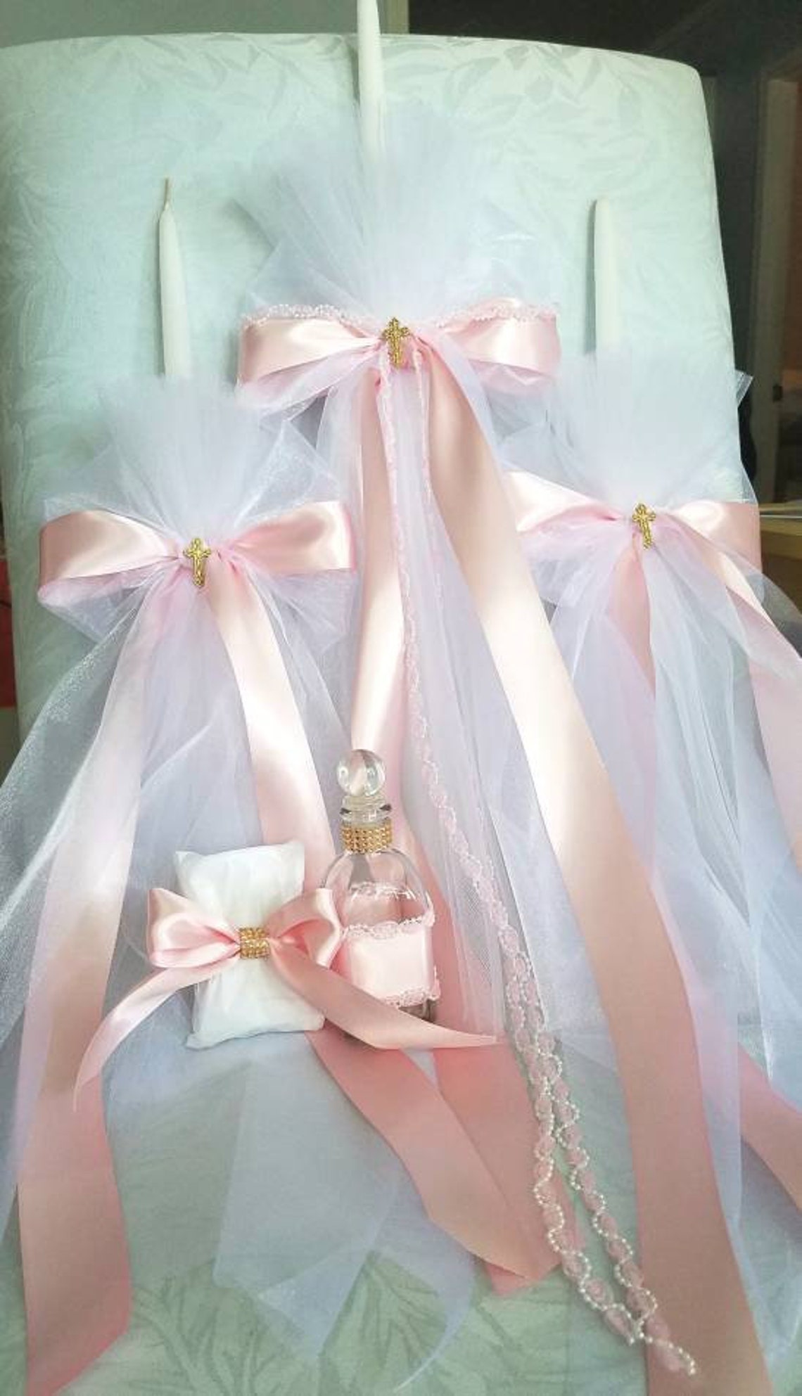 Greek Orthodox Baptism Candles Lambada Christening Pink & Etsy