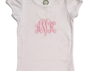 Girls Tea shirt Monogrammed Puff Sleeve T-shirt Embroidered Top