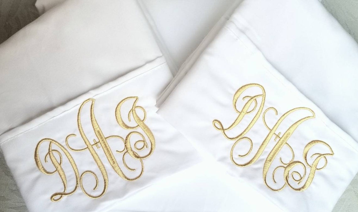 Monogrammed Pillowcases Set of 2 Standard or King Monogram Etsy