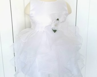 Baby Girl Baptism Dress, White Girls Christening Gown, Flower Girl Dress, Birthday Party Dress