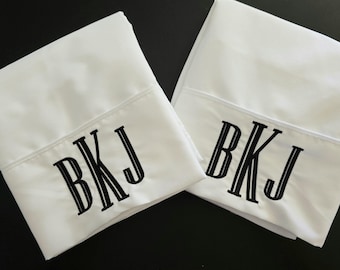 Embroidered Monogram Pillowcases: Personalized Microfiber Set of 2