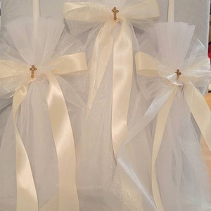 Greek Orthodox Baptism Candles Lambada Christening Ivory & White candle Set